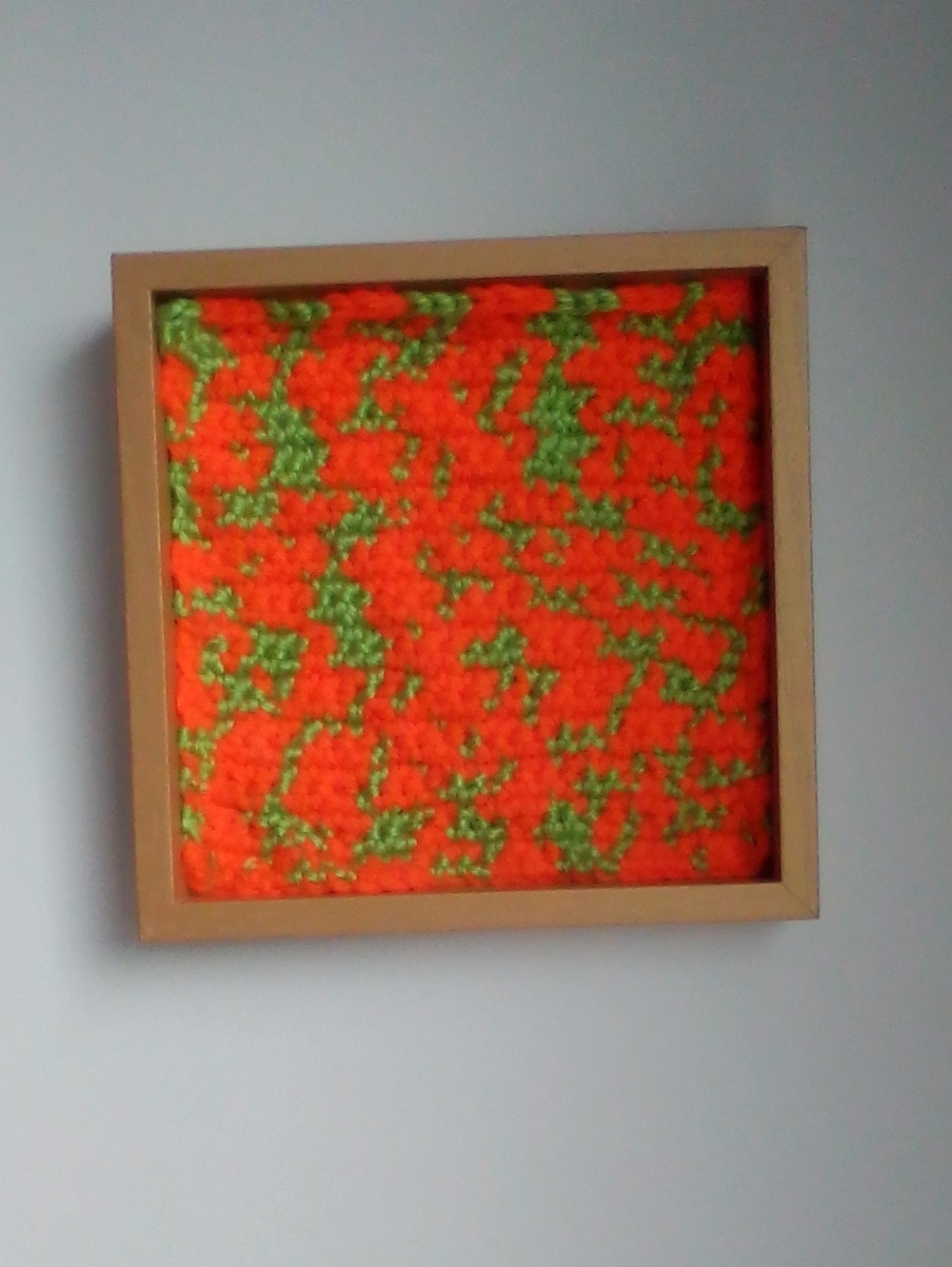 Handcrafted Orange and Green Fiber Art Wall Square